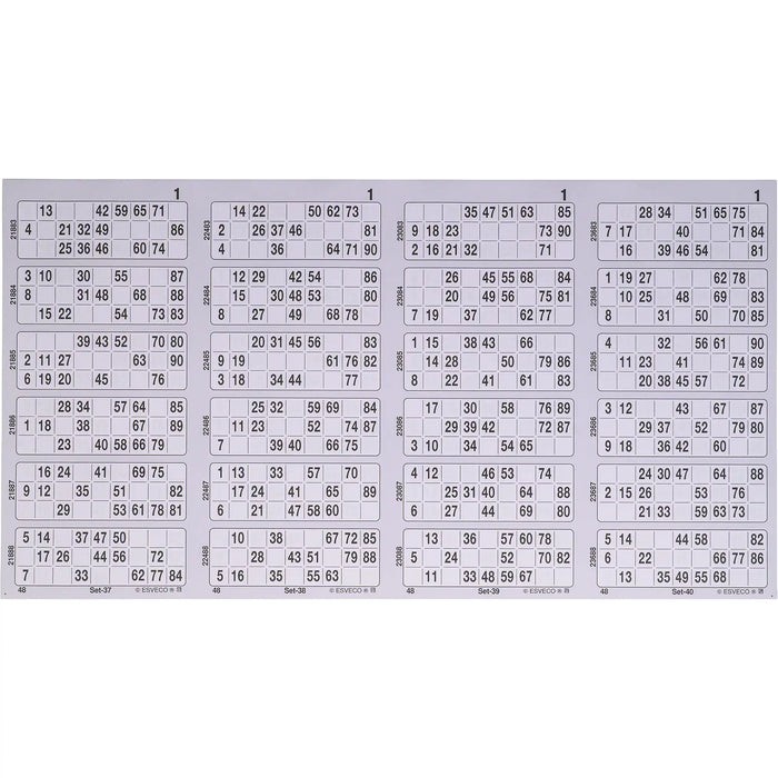 Bingokaarten boekjes 1-90 08 dik quatro