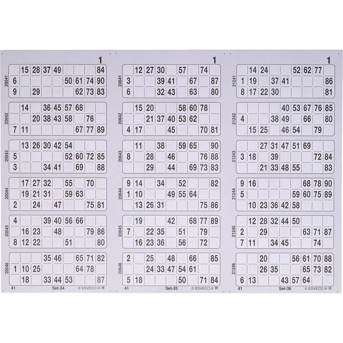 Bingokaarten boekjes 1-90 08 dik triple