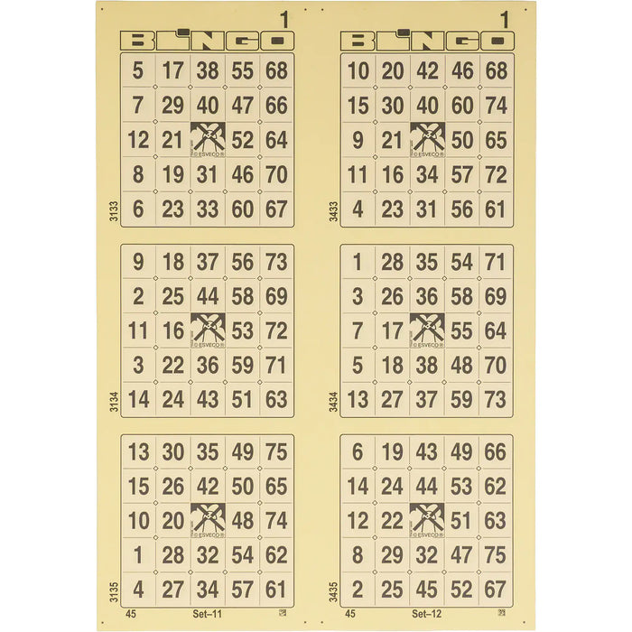 Bingokaarten 1-75 boekjes 10 dik KLEIN-Dubbel vel 6 tickets