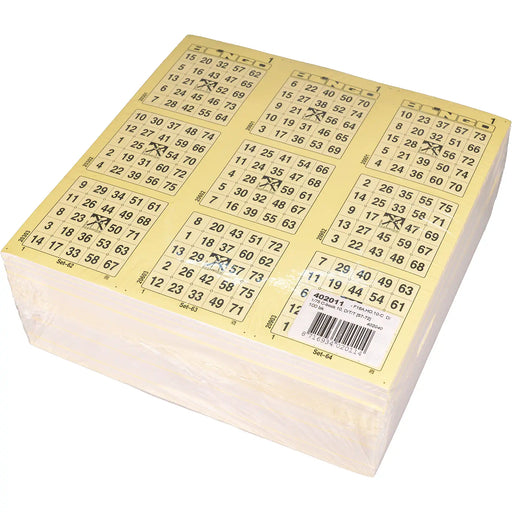 Bingokaarten 1-75 boekjes 10 dik KLEIN-Triple, pak met 100 boekjes