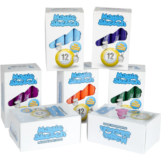 Bingostiften Magic Sketch overzicht alle kleuren in doosje