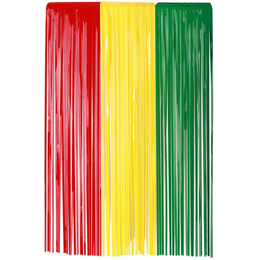 Deurgordijn linker deel rood, middelste deel is geel en het rechtse deel s groen.