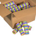 Geopende doos met 50 rolletjes serpentines.