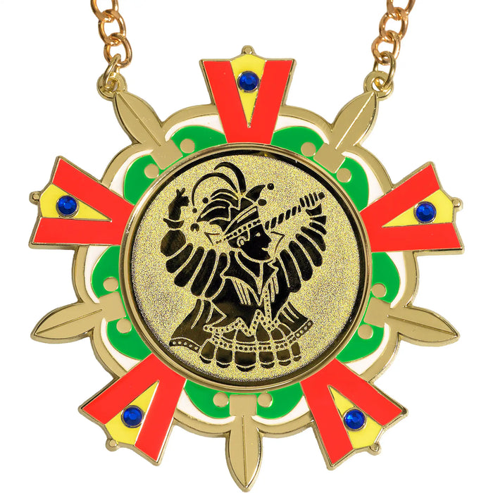 Medaille Baernd goud rood-geel-groen-wit met standaard logo van Prins carnaval.