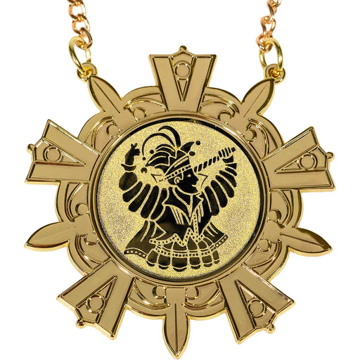Medaille Baernd goudkleurig met standaard afbeedling van een Prins Carnaval.