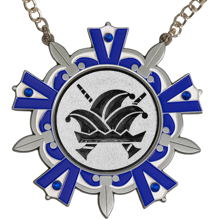 Medaille Baernd Antiek-zilver blauw-wit met standaard logo Carnavalssteek.