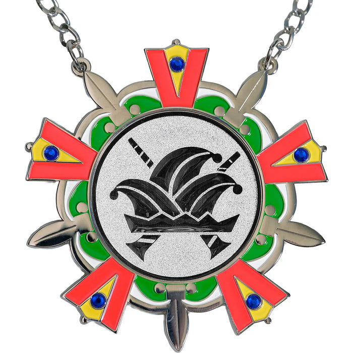 Medaille Baernd Zilver rood-geel-groen-wit met standaard afbeelding Carnavalssteek.