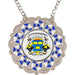 Medaille Baltasar met kunststof diamandjes en blauw-wit ingekleurde accenten. Voorzien van logo van de Bonenpikkers uit Chaam.