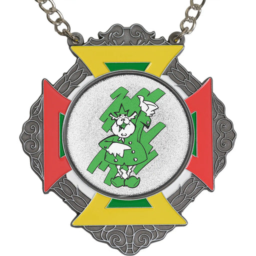 Medaille Bartholo Zilver rood-geel-groen met logo van Bosuilendorp.