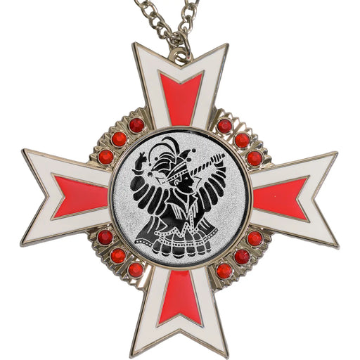 Medaille Baruch Zilver rood-wit met standaard afbeelding van Prins carnaval.
