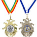 Medaille carnaval Velika, goud of zilverkleurig naast  elkaar.