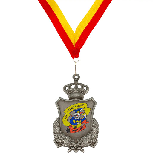 Medaille Lyna met full-colour logo Kling Puime en rood-geel halslint.