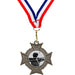 Medaille Midas cross met standaard afbeelding van boogschieten en halslint rood-wit-blauw.