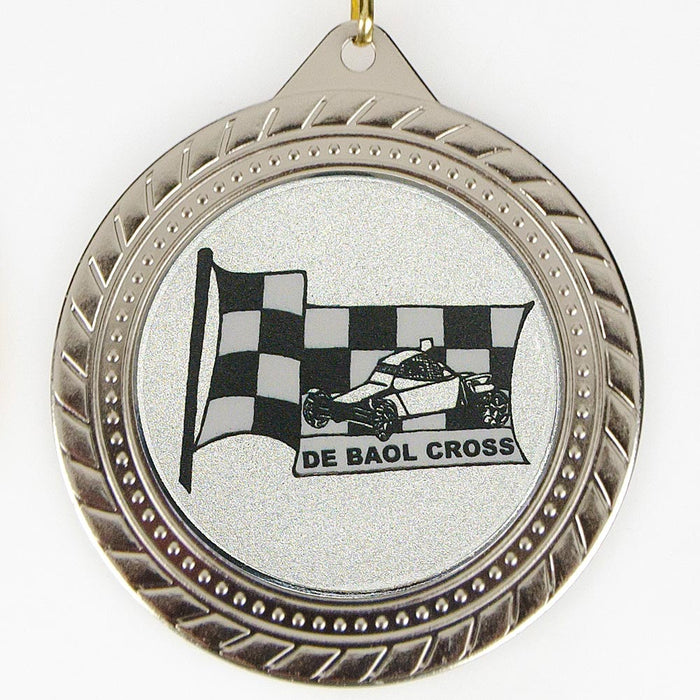 Medaille Vinanda zilverkleurig met voorbeeld van eigen logo van De Baol Cross