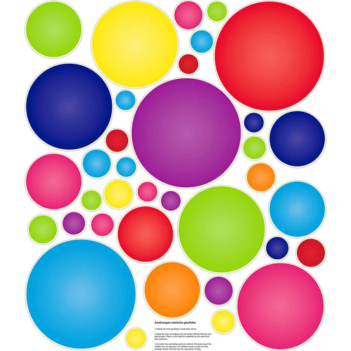 Vel met alle ballen in diverse kleuren bij elkaar en gebruiksaanwiizing erbij geprint.