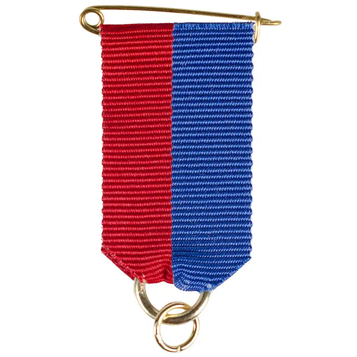 Speldlint - Rood-Blauw met goudkleurige speld en ringetjes