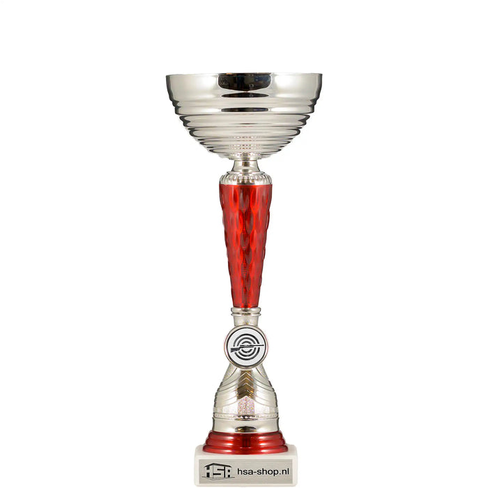 Sportbeker Magnus zilver met rood transparant