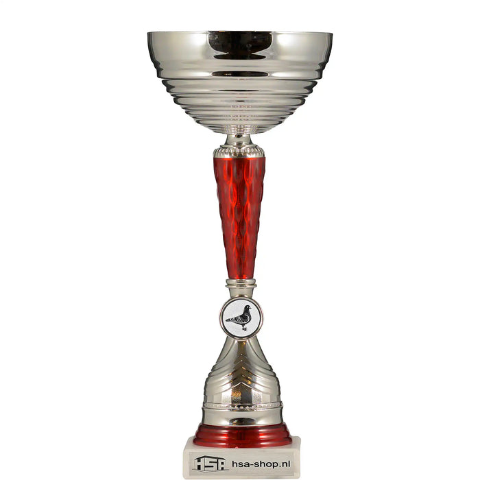 Sportbeker Magnus zilver met rood transparant