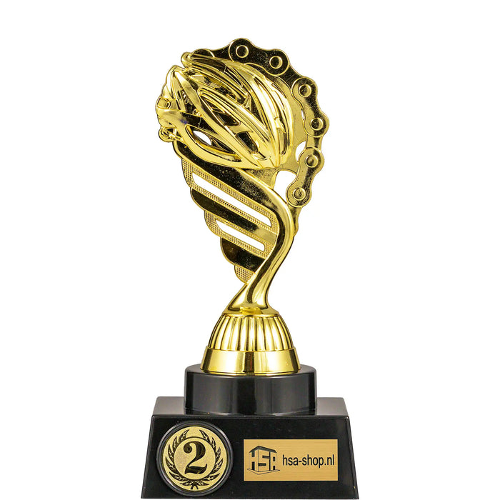 Trofee Wielrennen 17,5 cm hoog met standaard afbeelding cijfer 2.