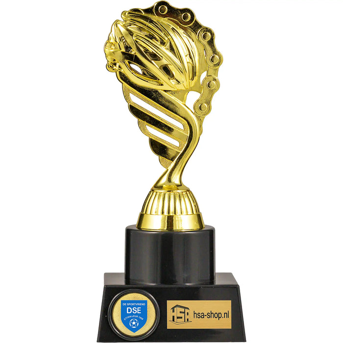 Trofee Wielrennen 19 cm hoog met voorbeeld logo van DSE Etten-Leur