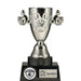 Trofee Happy zilverkleurig 16,5cm hoog met logo van Tafeltennis verenging Belcrum uit Breda.