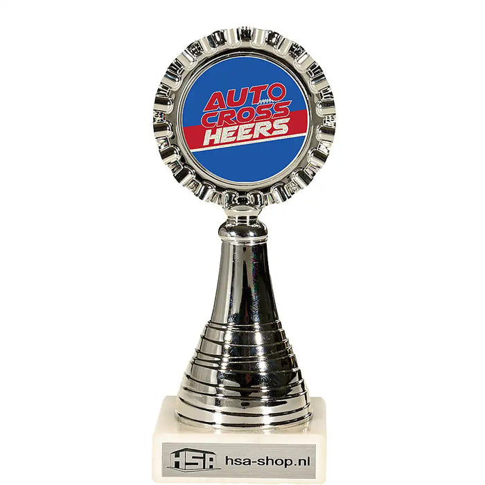 Trofee Lyam 17,5 cm met voorbeeld logo autocross Heers.