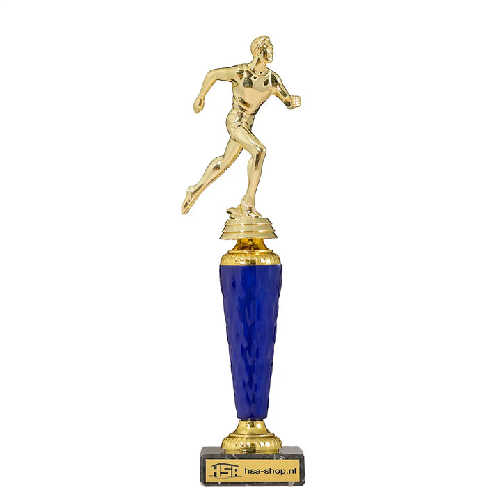 Trofee Melton hardlopen 28,5 cm met goudkleurige hardloper en zwart marmeren voet