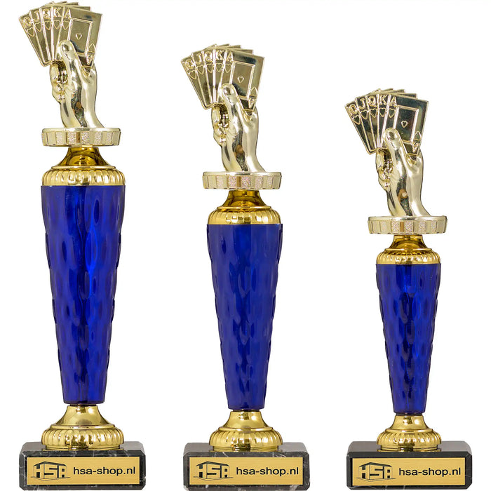 Trofee Melton kaarten serie in drie maten met speelkaarten topstuk