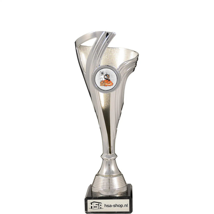 Trofee Mathan 21,5 cm zilver met zwarte marmeren voet.