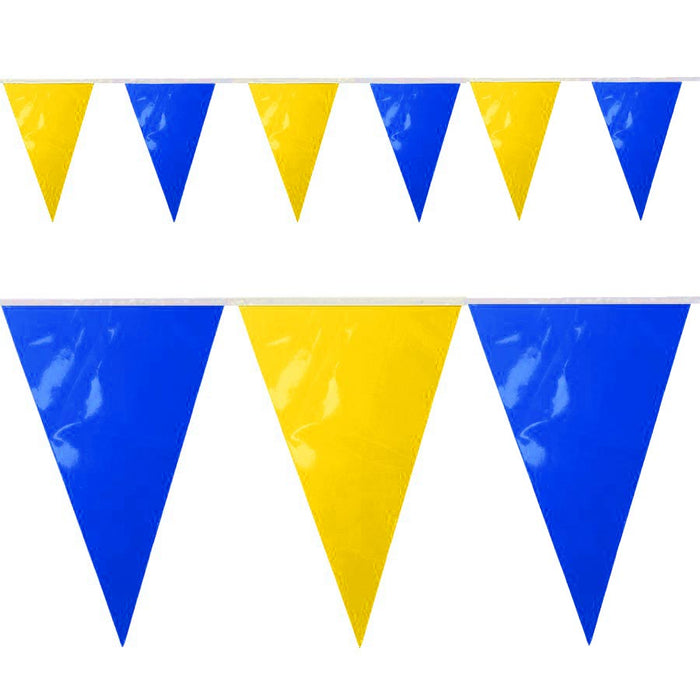 Vlaggenlijn PVC 10m brandveilig afwisselend blauw-geel