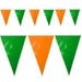 Vlaggenlijn met afwisselend oranje en groene vlaggetjes.