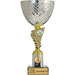 Beker Melody 30 cm goud zilver met marmeren voet en logo.