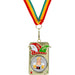 Medaille Hanso goudkleurig met logo van dame met twee bierpullen.