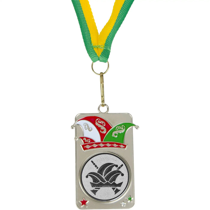 Medaille Hanso zilverkleurig met standaard logo van carnavalssteek.