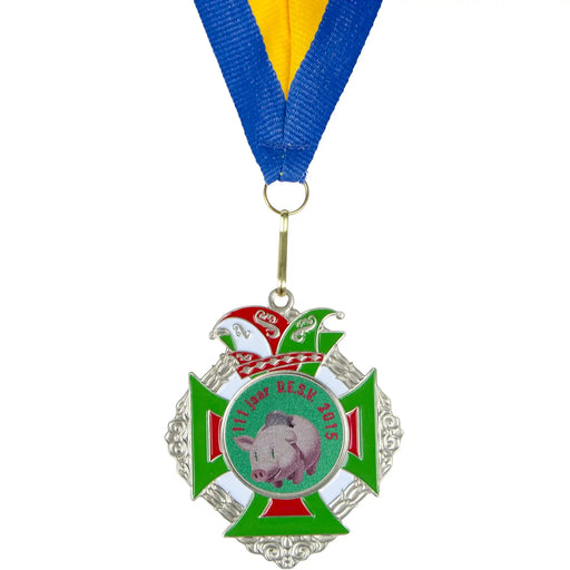 Medaille Hubert zilverkleurig met standaard logo D.E.S.V.