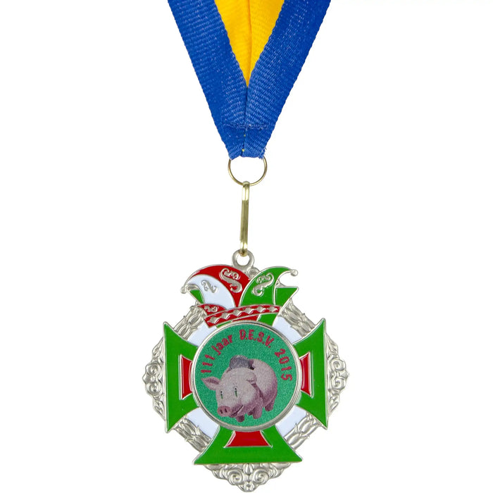 Medaille Hubert zilverkleurig met standaard logo D.E.S.V.