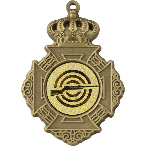 Medaille met kroon in oud-goud met sportafbeelding