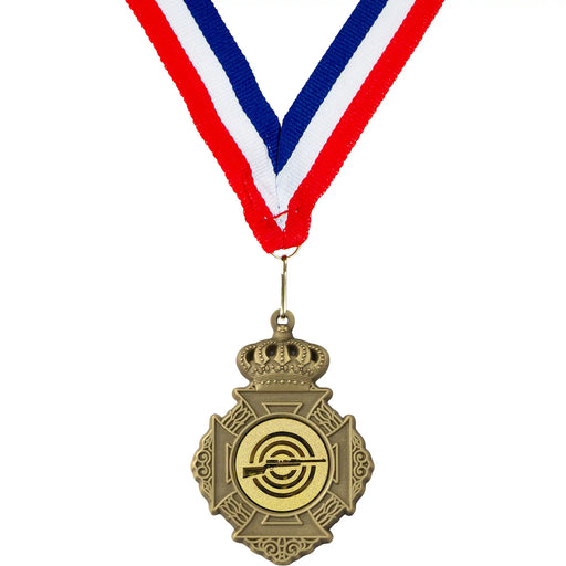 Oud-gouden medaille met kroon aan rood-wit-blauw halslint