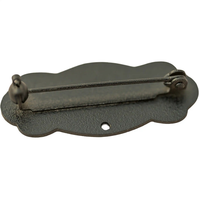 Achterkant medaillehouder antiek zilver met brochespeld