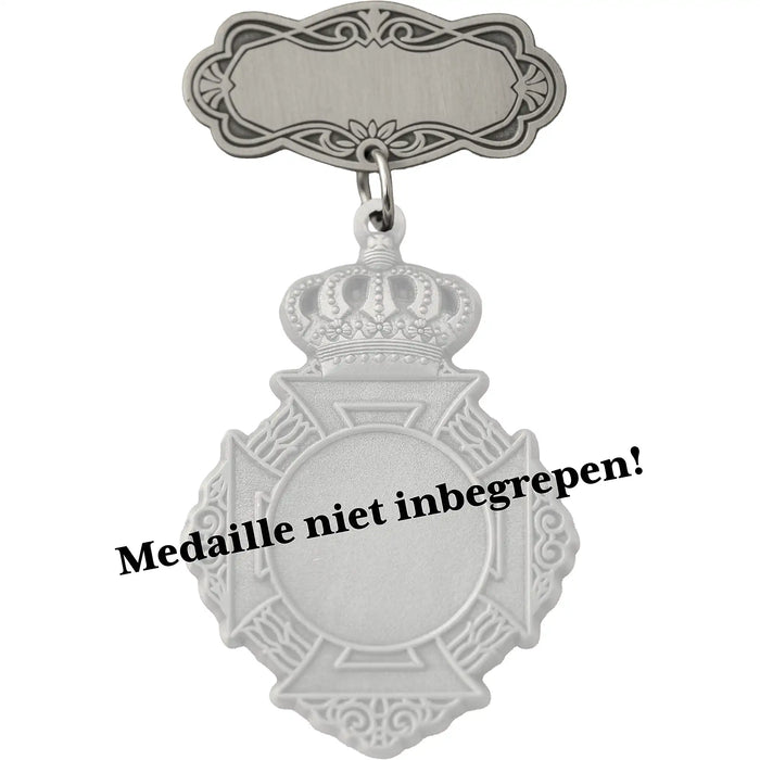 Medaillehouder antiek zilver met als voorbeeld een medaille eronder (medaille niet inbegrepen)