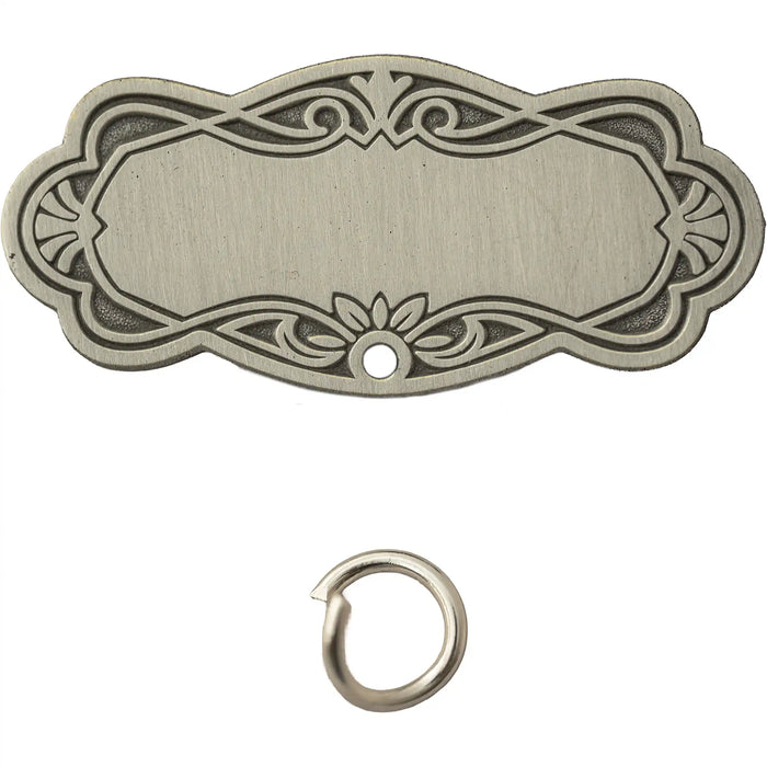Medaillehouder antiek zilver met graveervlak en brochespeld 45 x 20 mm