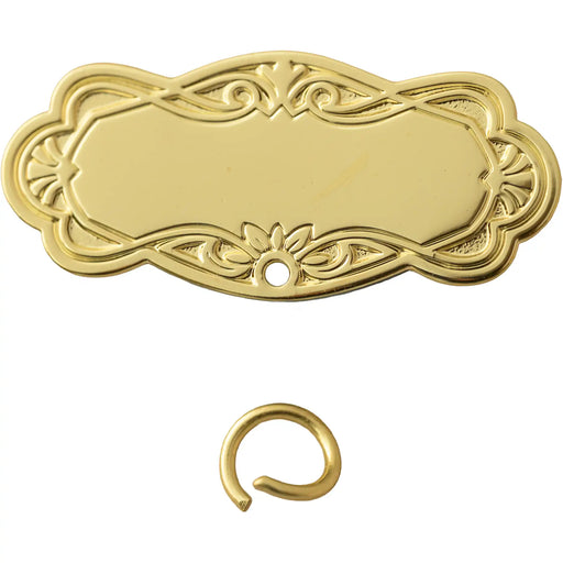 Gouden medaillehouder met brochespeld en graveervlak 45 x 20 mm