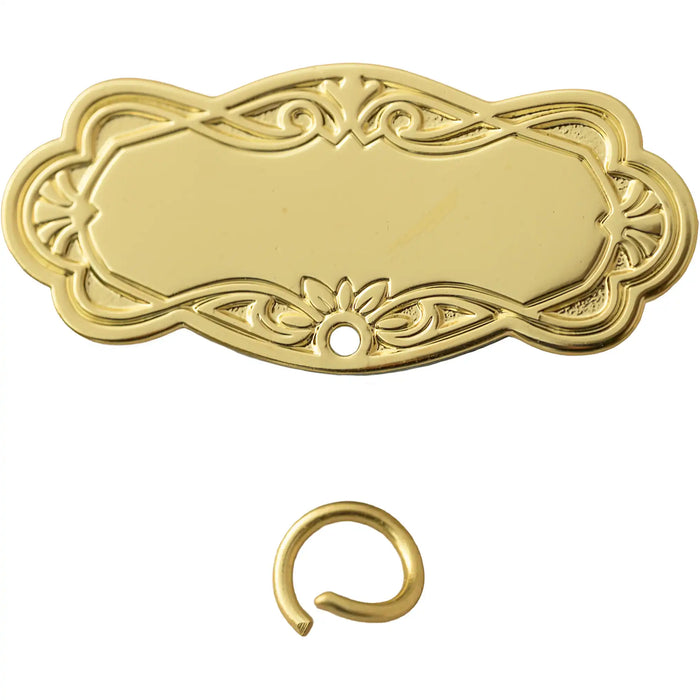 Gouden medaillehouder met brochespeld en graveervlak 45 x 20 mm