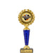 Kleine Trofee Lilou goudkleurig met blauw tussenstuk en eigen sportlogo