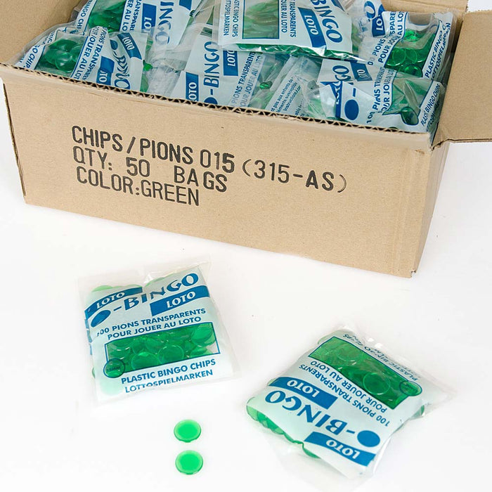 Bingofiches groen 15 mm met verpakking