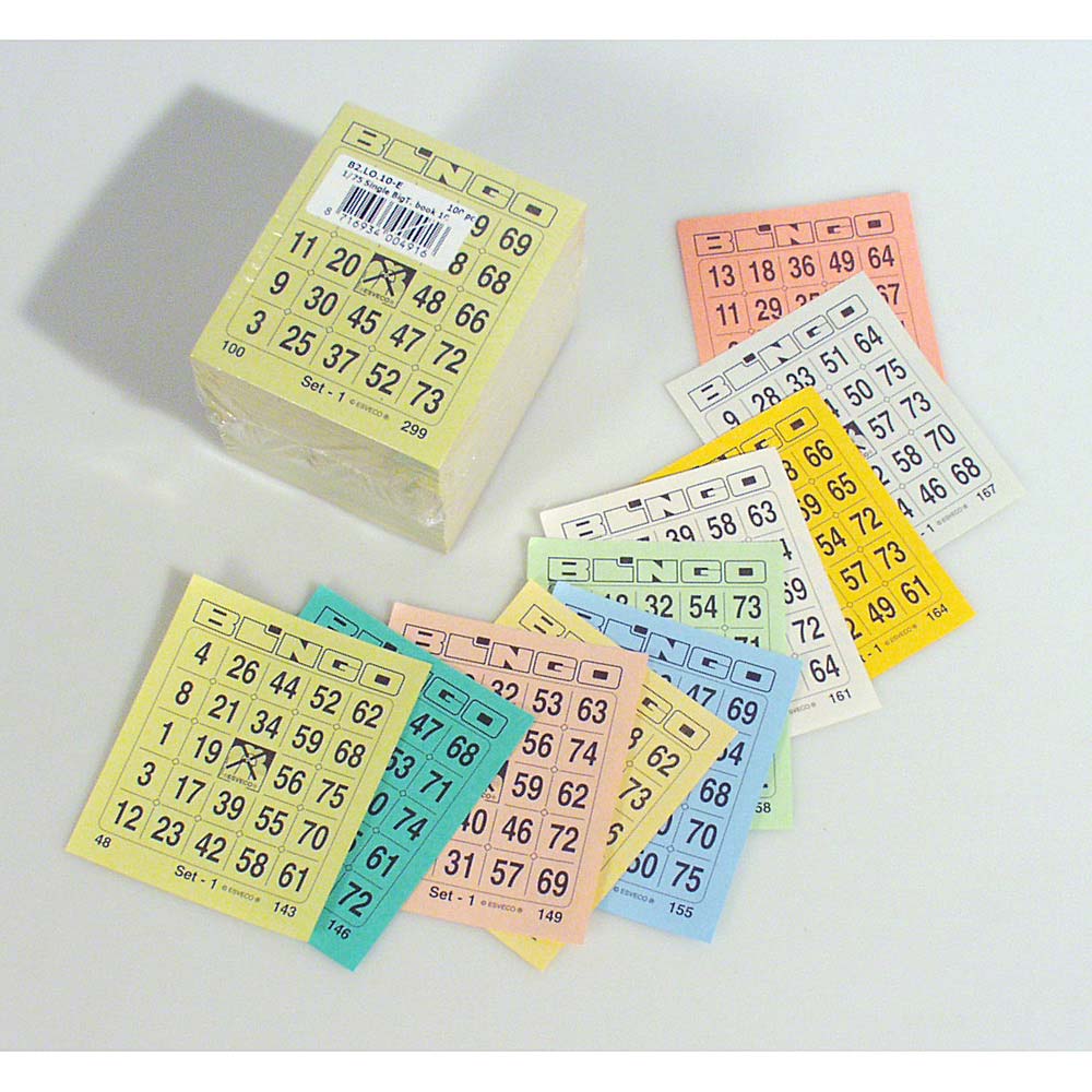 Bingokaarten 1-75 boekjes 1 ticket per vel GROOT