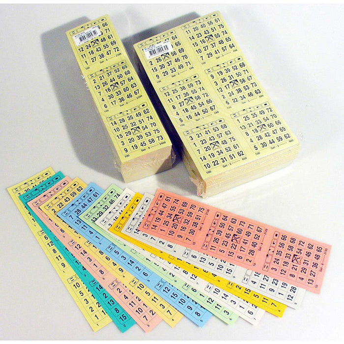 Bingokaarten  1-75 boekje 10 dik groot 3 tickets per vel overzicht alle soorten
