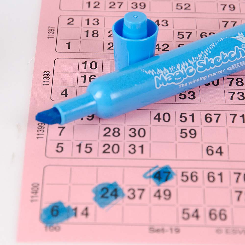 Bingostiften Magic Sketch lichtblauw voorbeeld op gekleurd papier