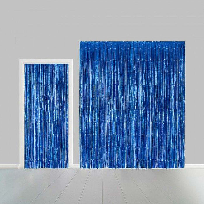 Folie deurgordijn XL metallic 2.4 x 1 m brandveilig blauw