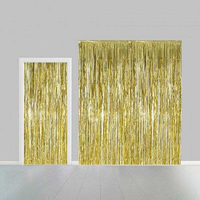 Folie deurgordijn XL metallic 2.4 x 1 m brandveilig goud